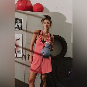 Free People Movement Hot Shot Halter Romper in Hibiscus sz Small